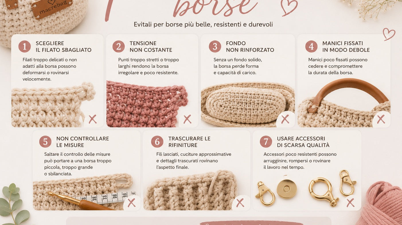Errori comuni nelle borse all'uncinetto: tensione, conteggio punti, fodera e finitura Macrè Bag