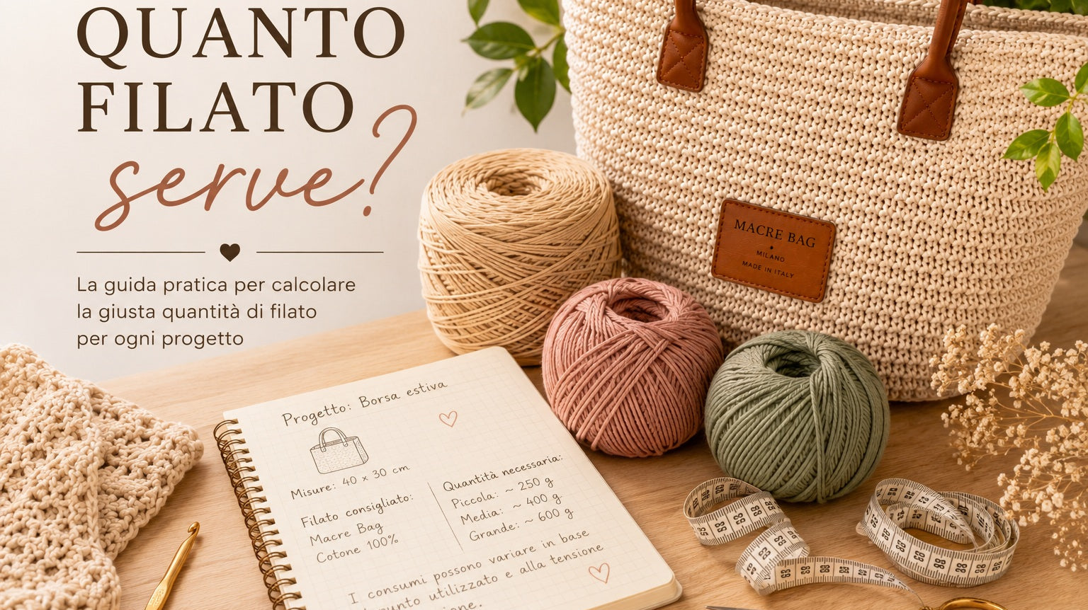 Gomitoli di filato per borsa all'uncinetto Macrè Bag: come calcolare la quantità per ogni modello