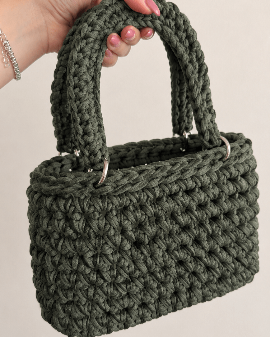 Borsa Mia all'uncinetto in cotone premium Fettuccia Prime – idea fai da te handmade