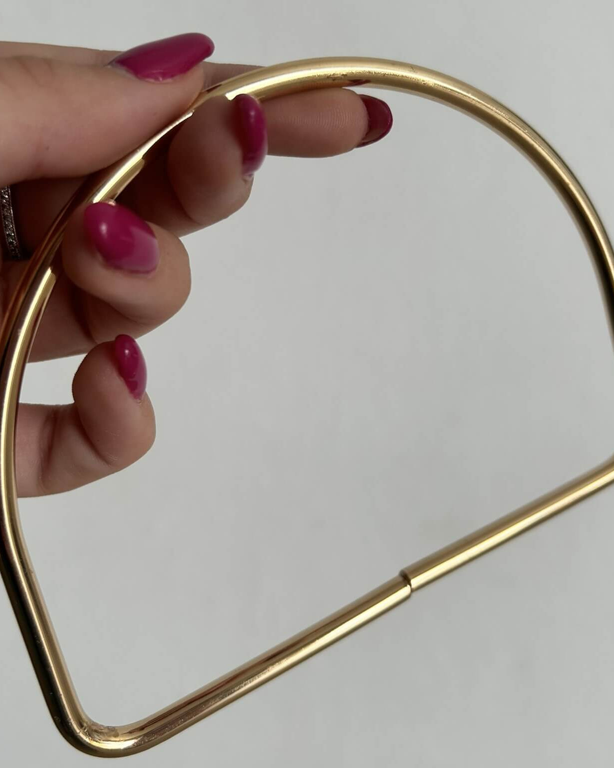 Manico ad anello in metallo argento per borsa all'uncinetto handmade