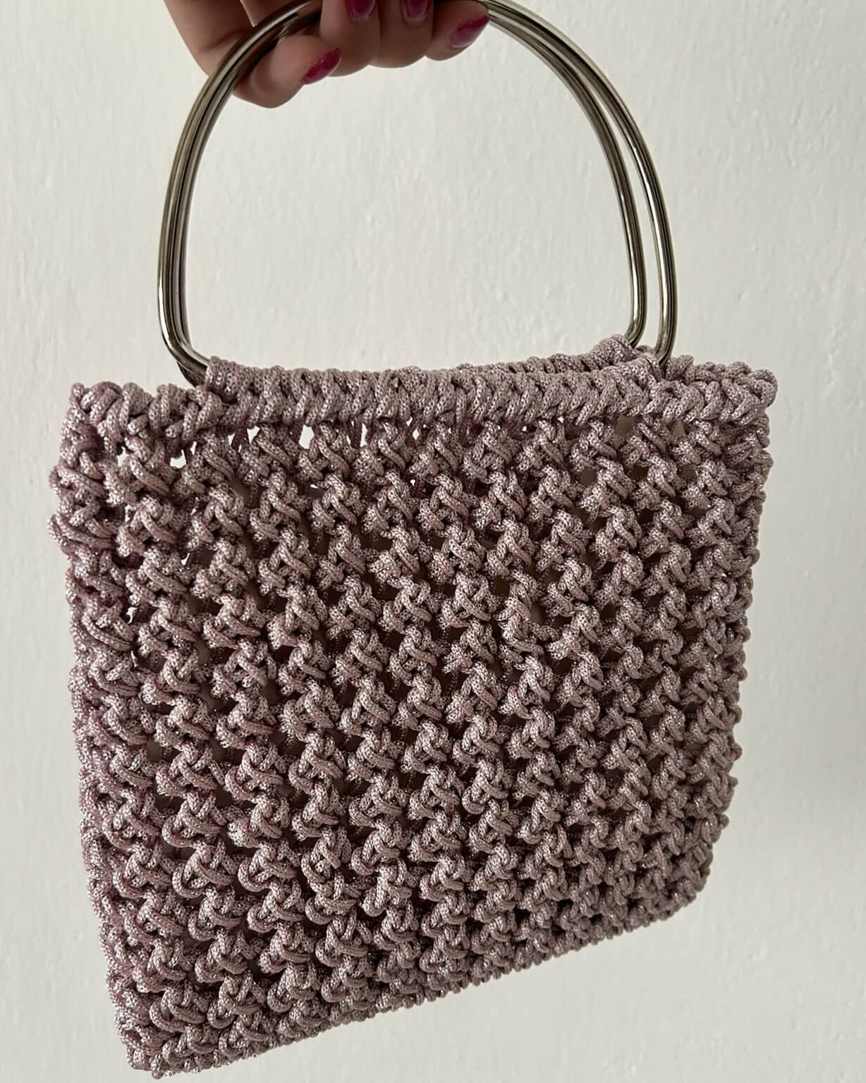 Tutorial borsa Gaia mini bag gioiello all'uncinetto con cordino lurex e manico ad anello