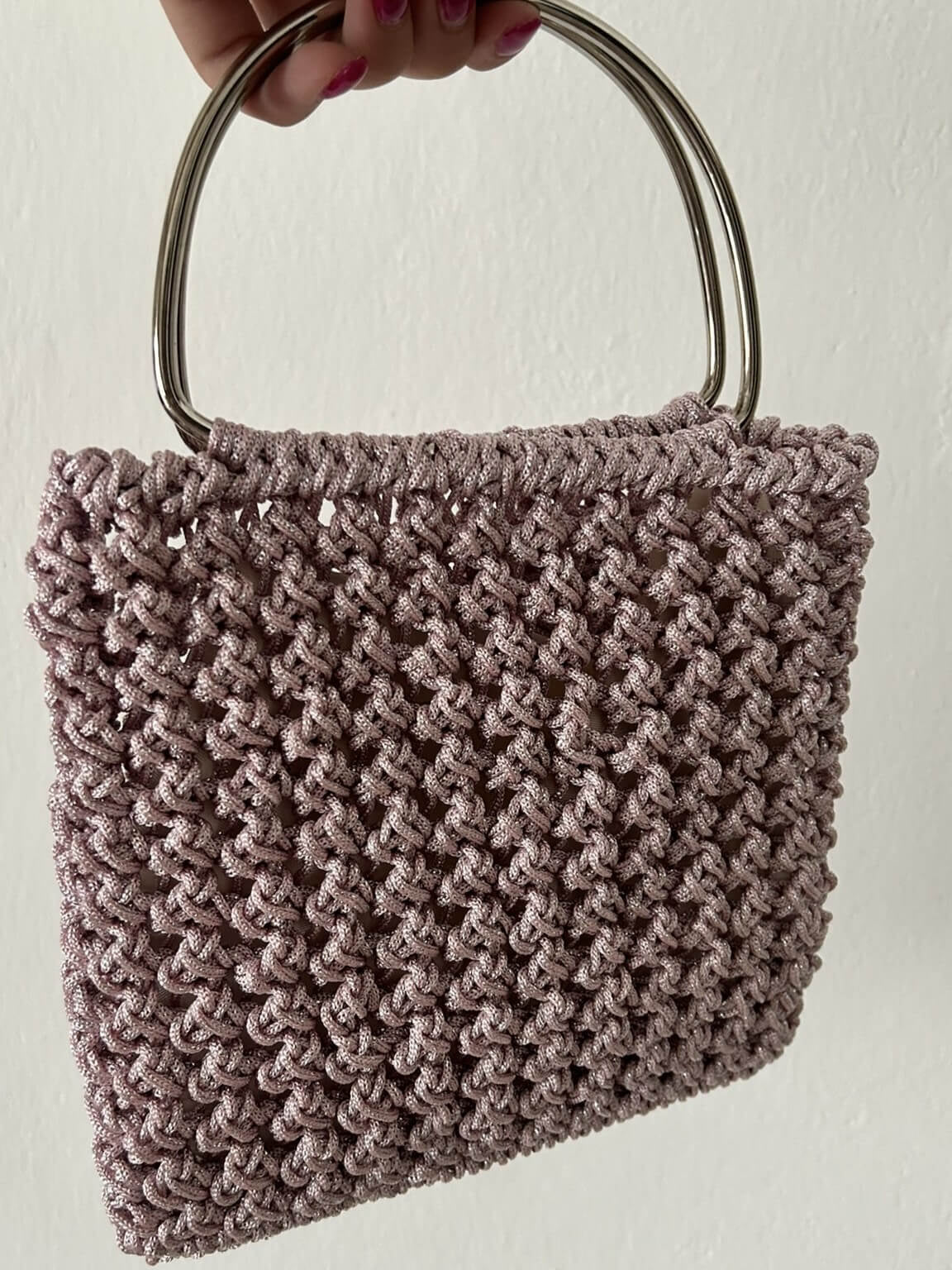 Tutorial borsa Gaia mini bag gioiello all'uncinetto con cordino lurex e manico ad anello