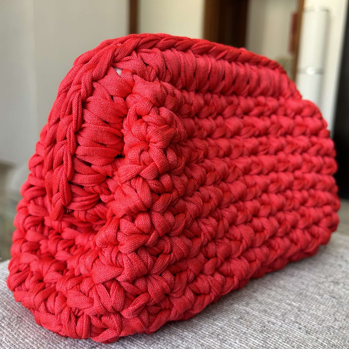 Kit completo per realizzare una clutch bag con fettuccia in cordino e una chiusura a molla