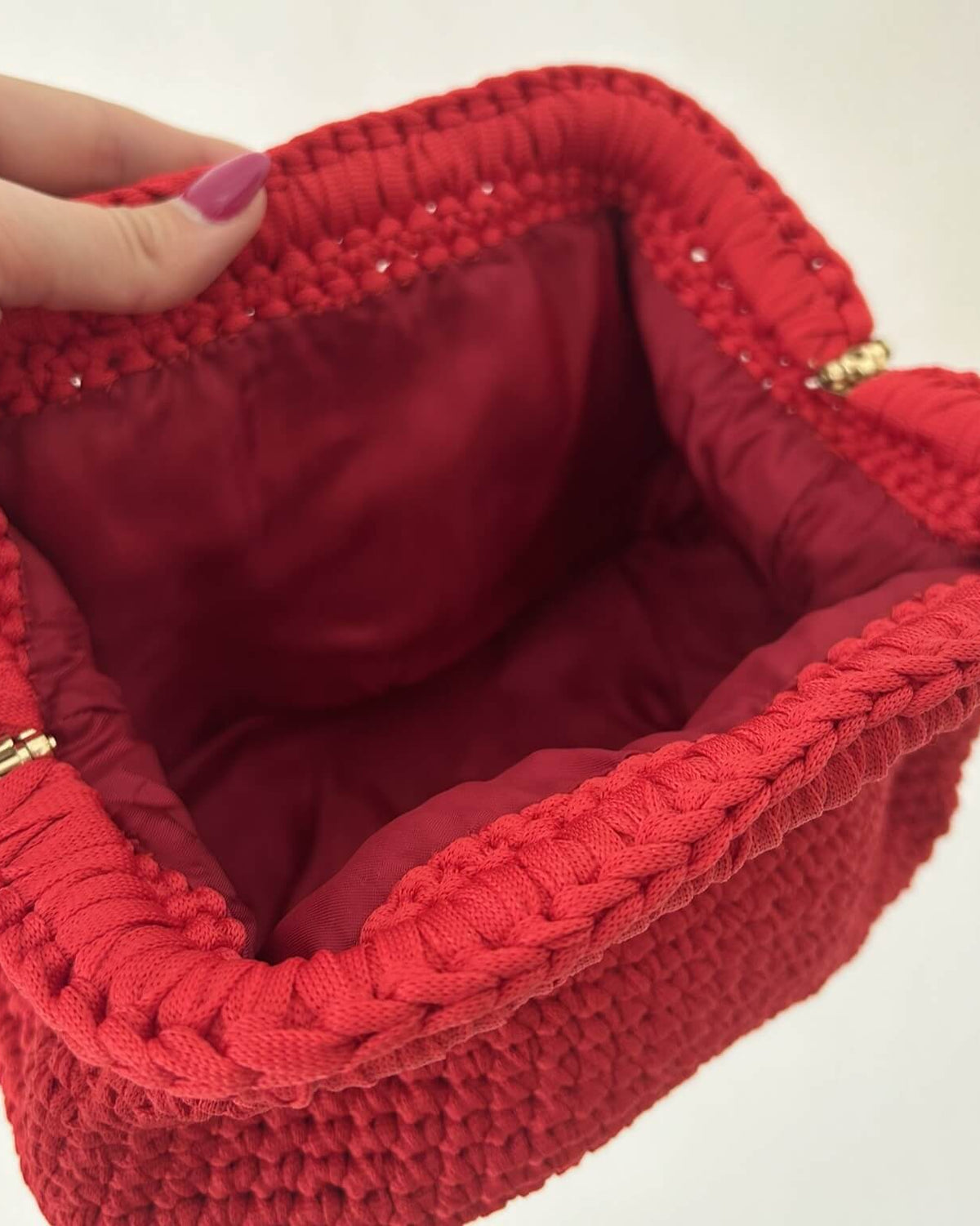 Dettaglio kit borsa Loretta – cordino e base rettangolare per clutch handmade
