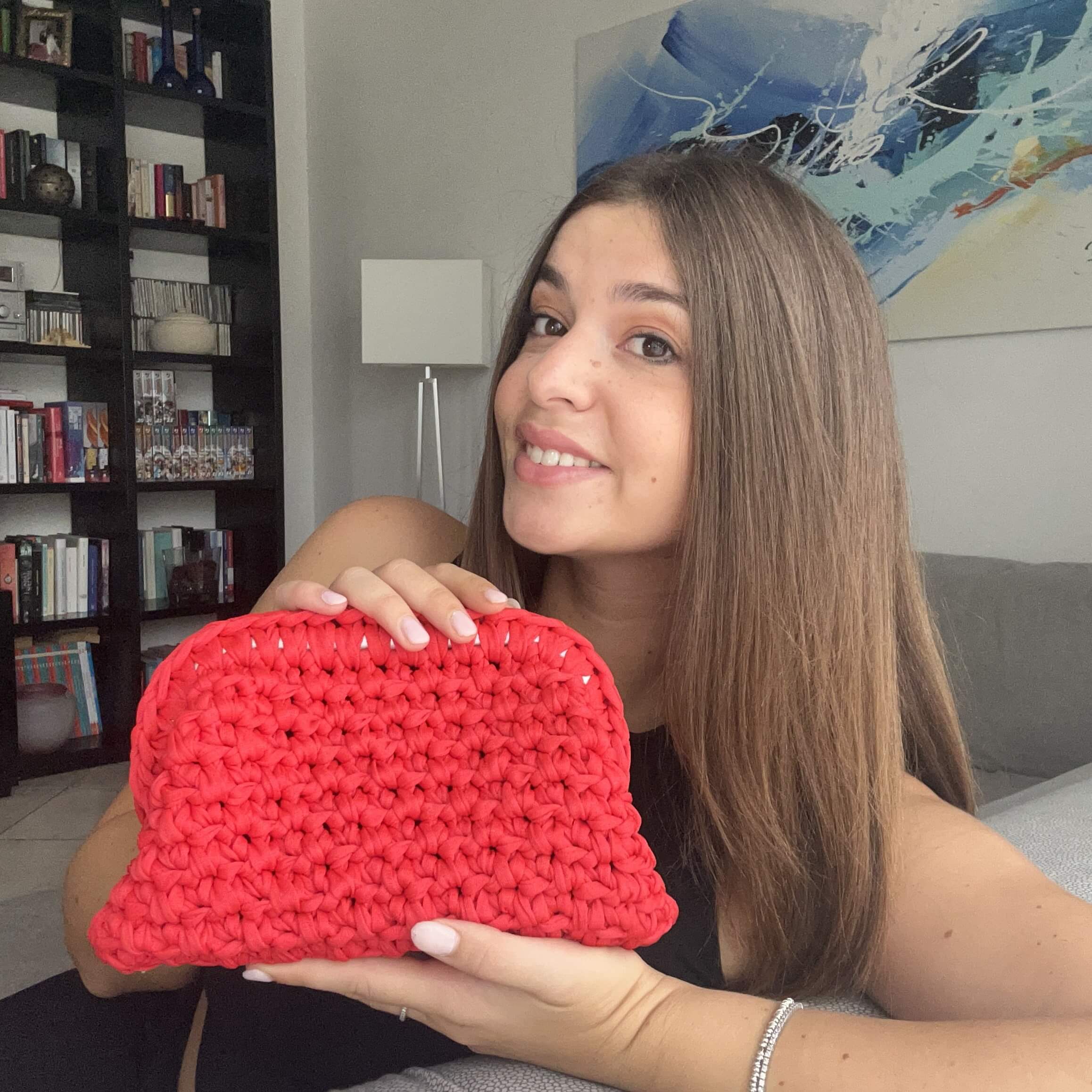 Kit completo per realizzare una clutch bag con fettuccia in cordino e una chiusura a molla