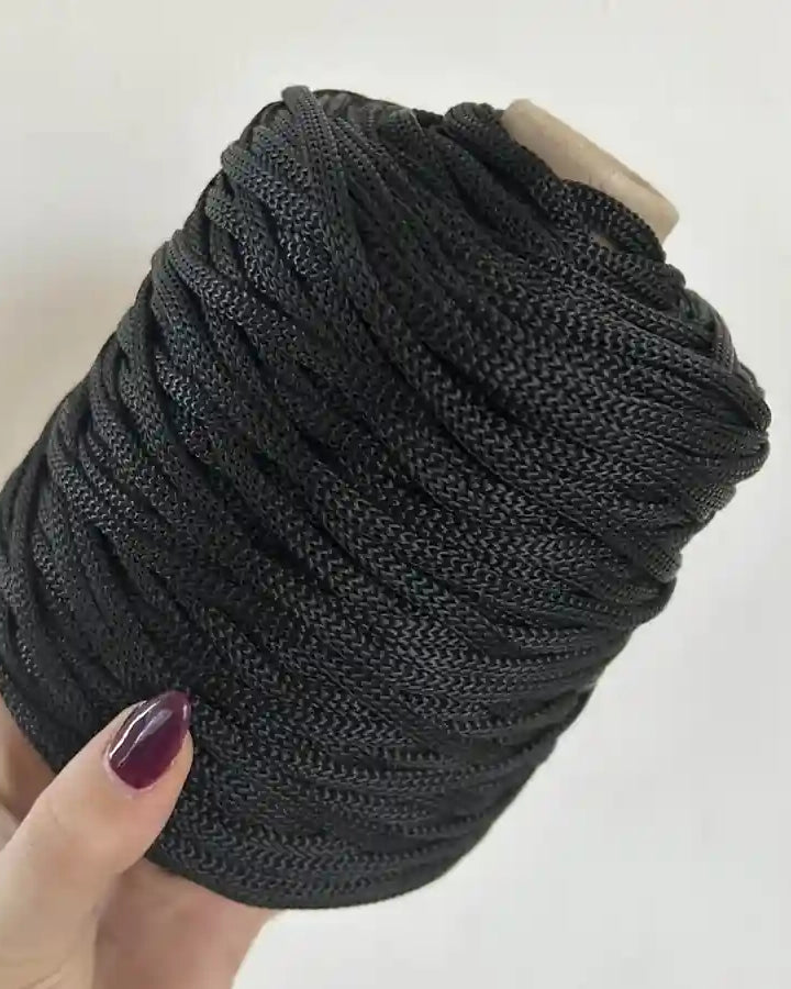 Cordino grande nero per borse all’uncinetto – filato tubolare Made in Italy