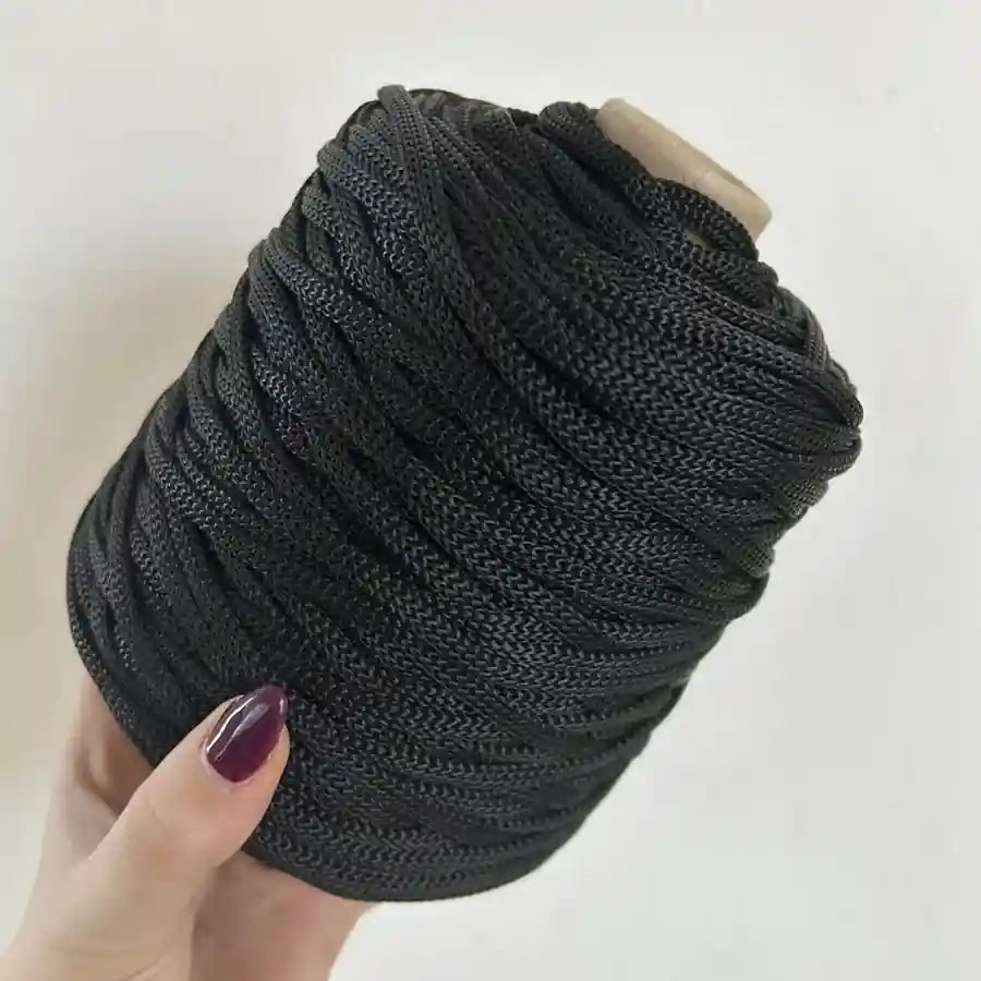 Cordino grande nero per borse all’uncinetto – filato tubolare Made in Italy