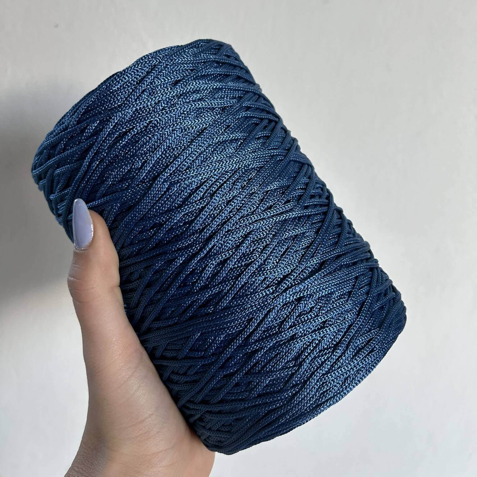 Cordino classico blu jeans per borse all’uncinetto – filato tubolare Made in Italy