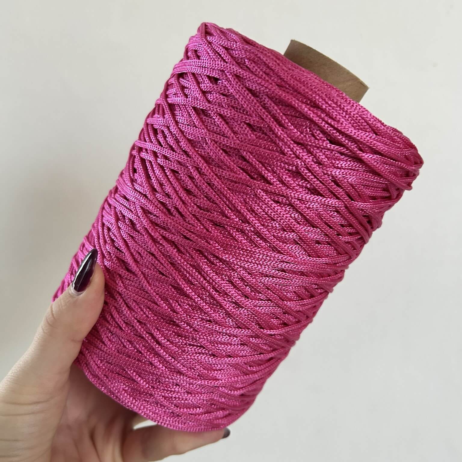 Cordino classico fucsia per borse all’uncinetto – filato tubolare Made in Italy