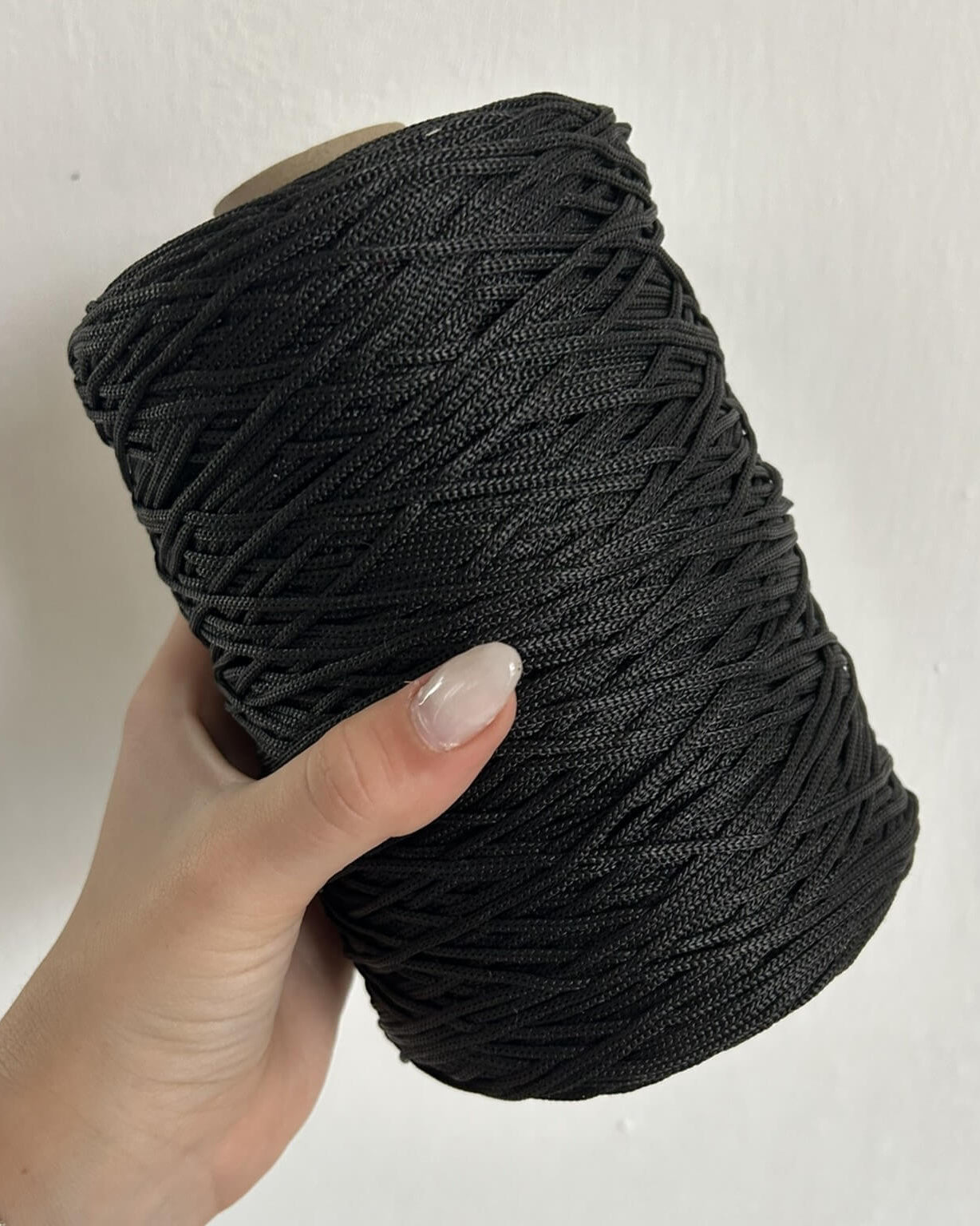 Cordino classico nero per borse all’uncinetto – filato tubolare Made in Italy