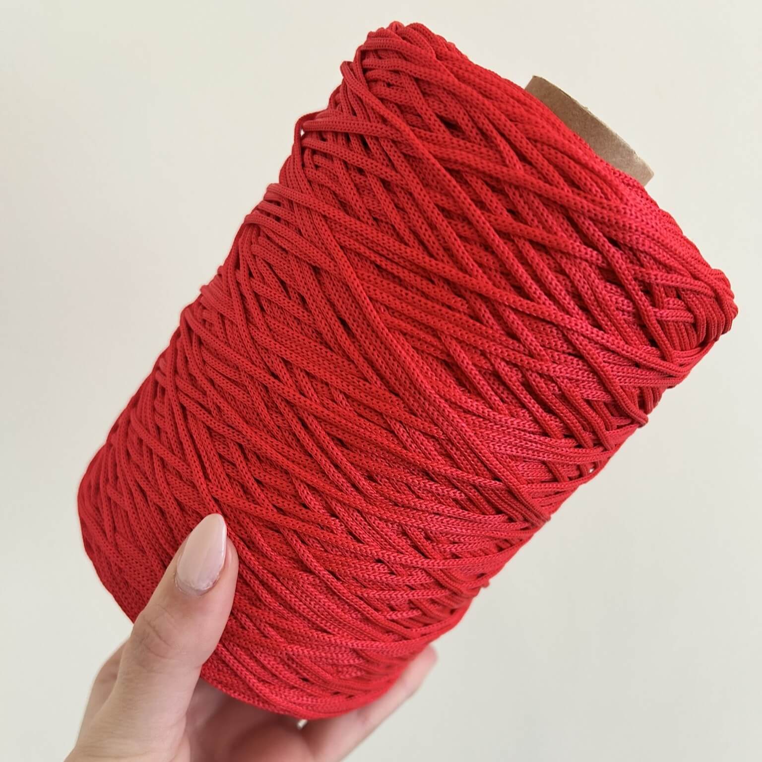 Cordino classico rosso per borse all’uncinetto – filato tubolare Made in Italy