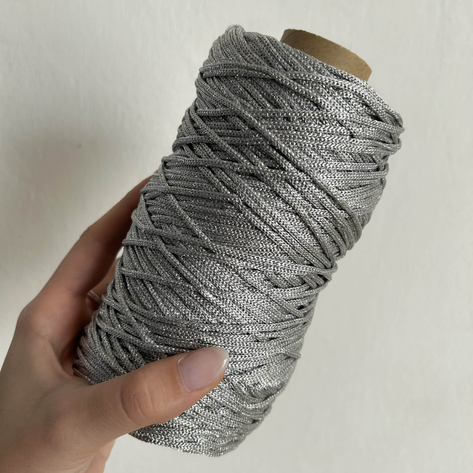 Cordino lurex argento per borse all’uncinetto – filato tubolare Made in Italy