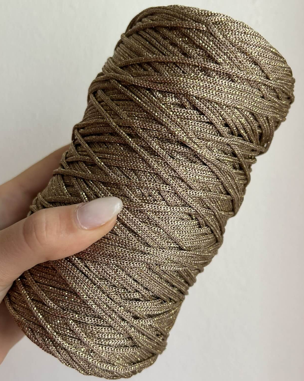 Cordino lurex bronzo per borse all'uncinetto – filato tubolare Made in Italy