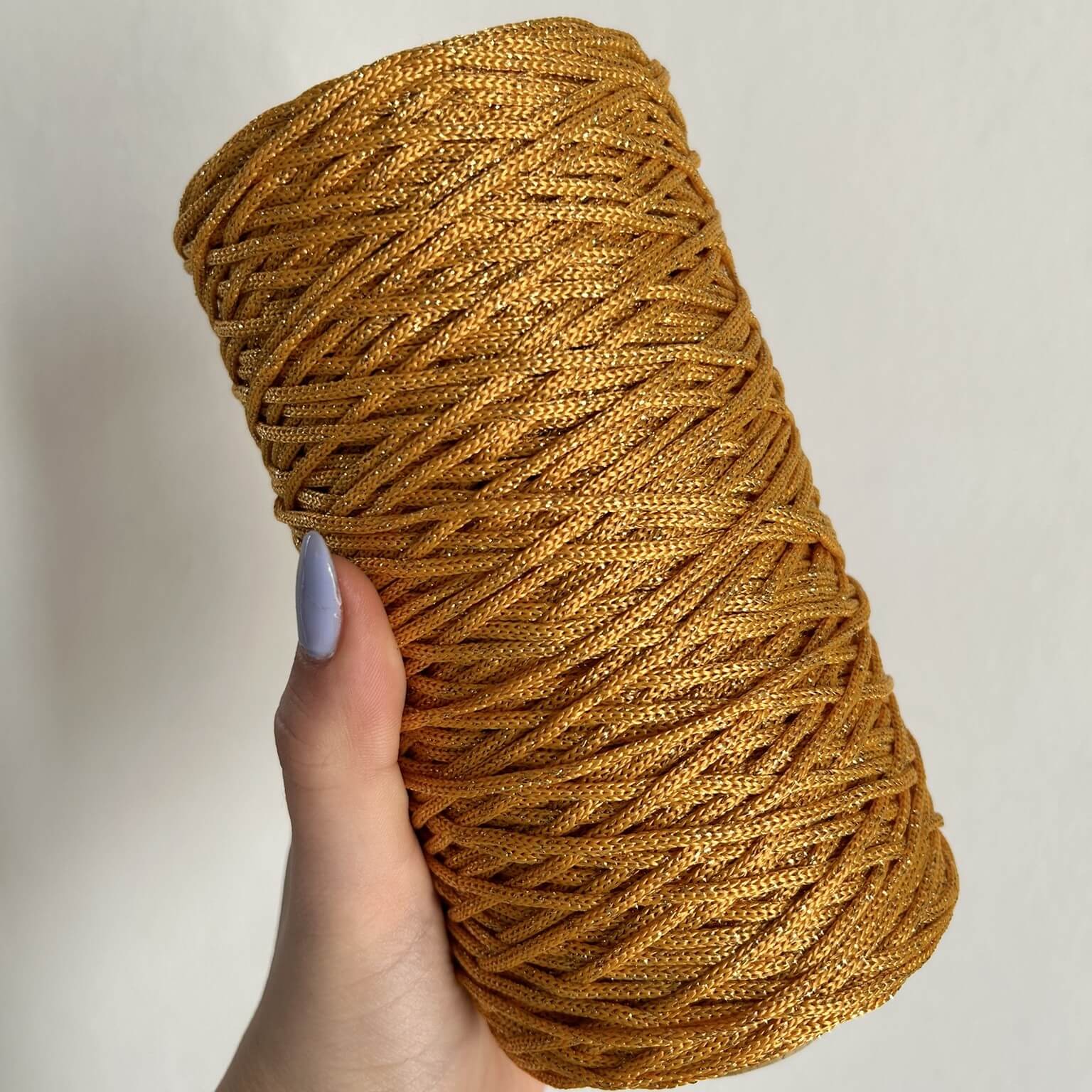 Cordino lurex giallo senape per borse all’uncinetto  – filato tubolare Made in Italy