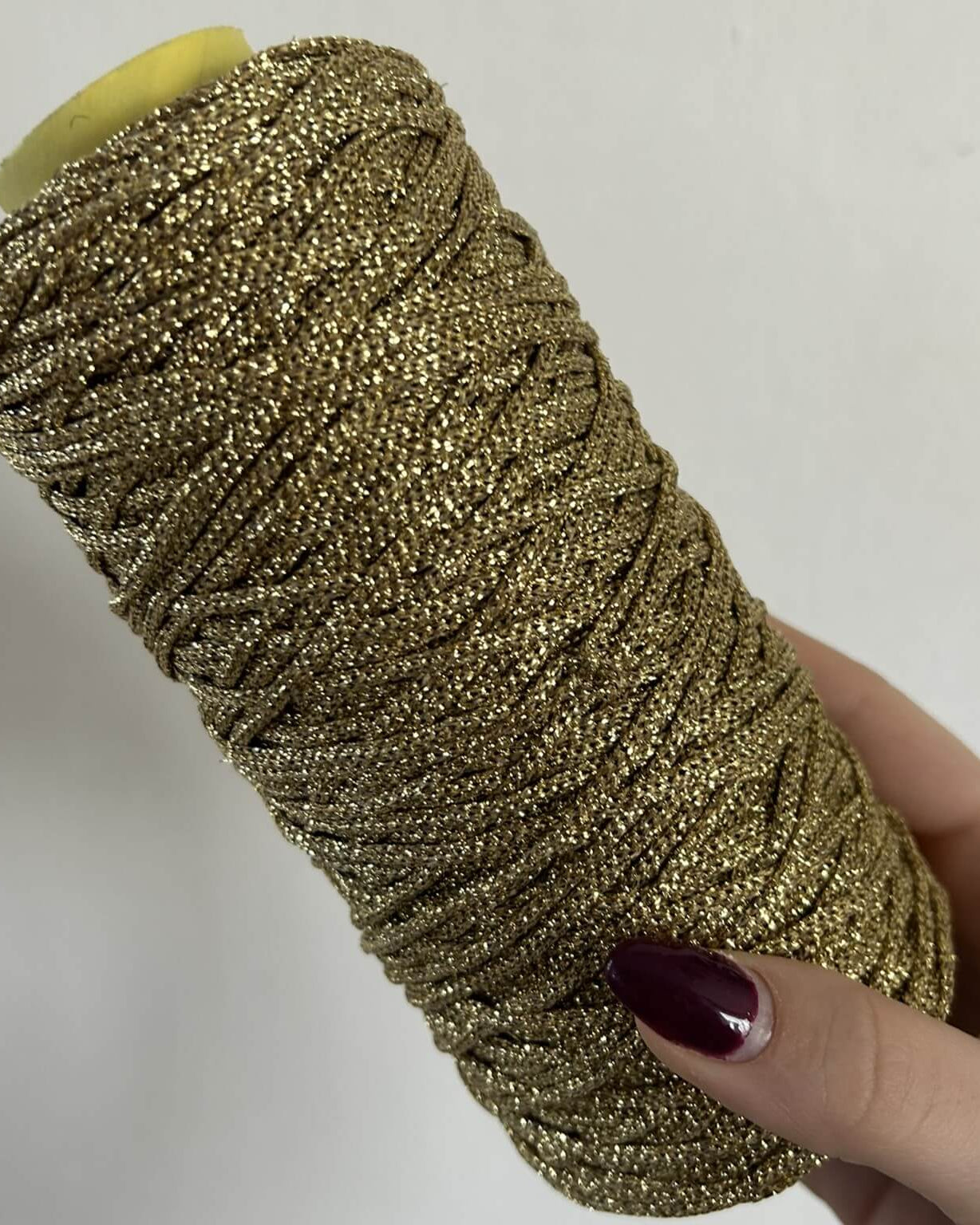 Cordino cristallo lurex in color oro per borse all'uncinetto - filato tubolare Made in Italy