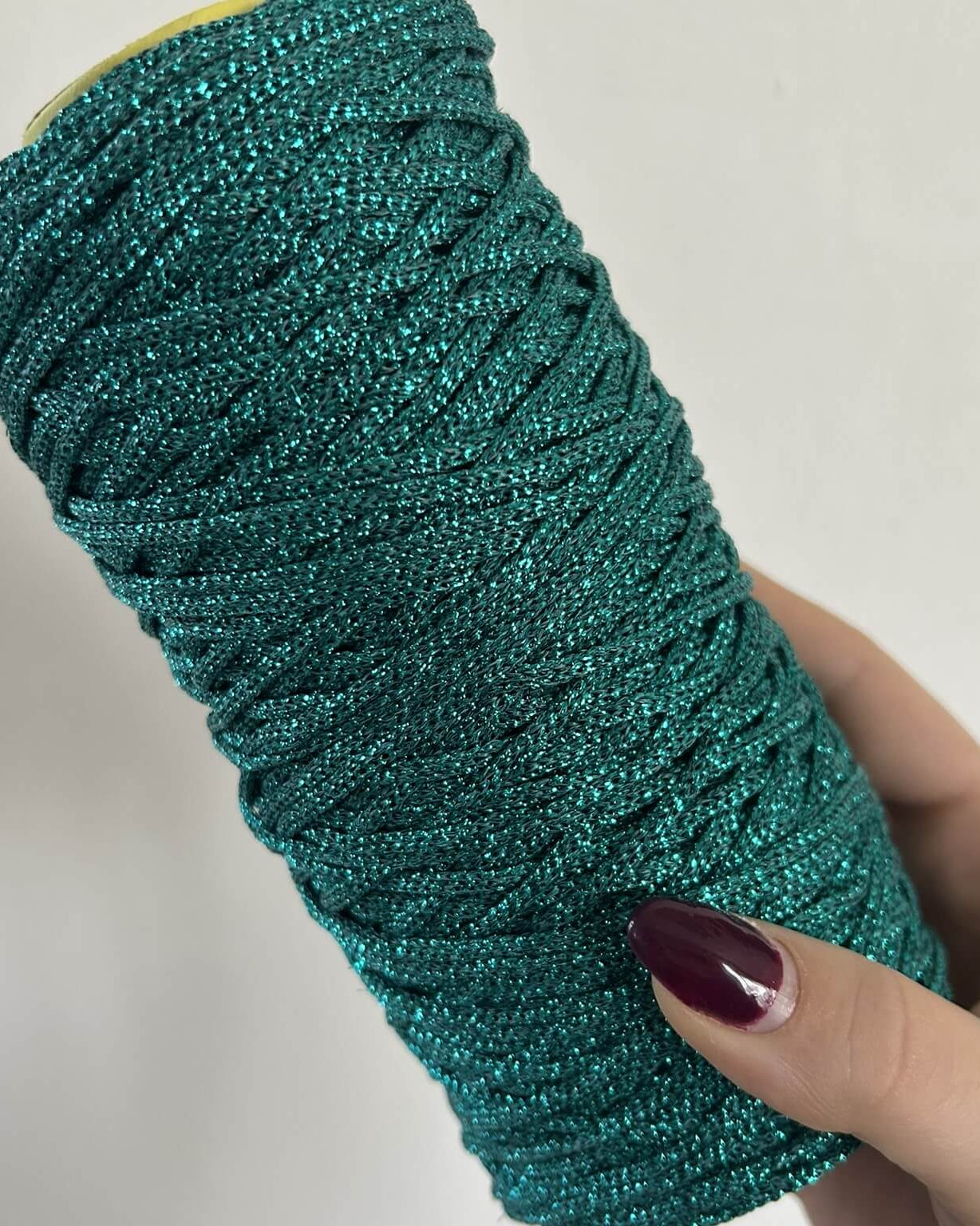 Cordino cristallo lurex in color turchese per borse all'uncinetto - filato tubolare Made in Italy