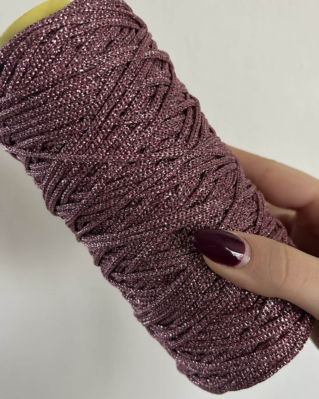 Cordino cristallo lurex in color rosa per borse all'uncinetto - filato tubolare Made in Italy
