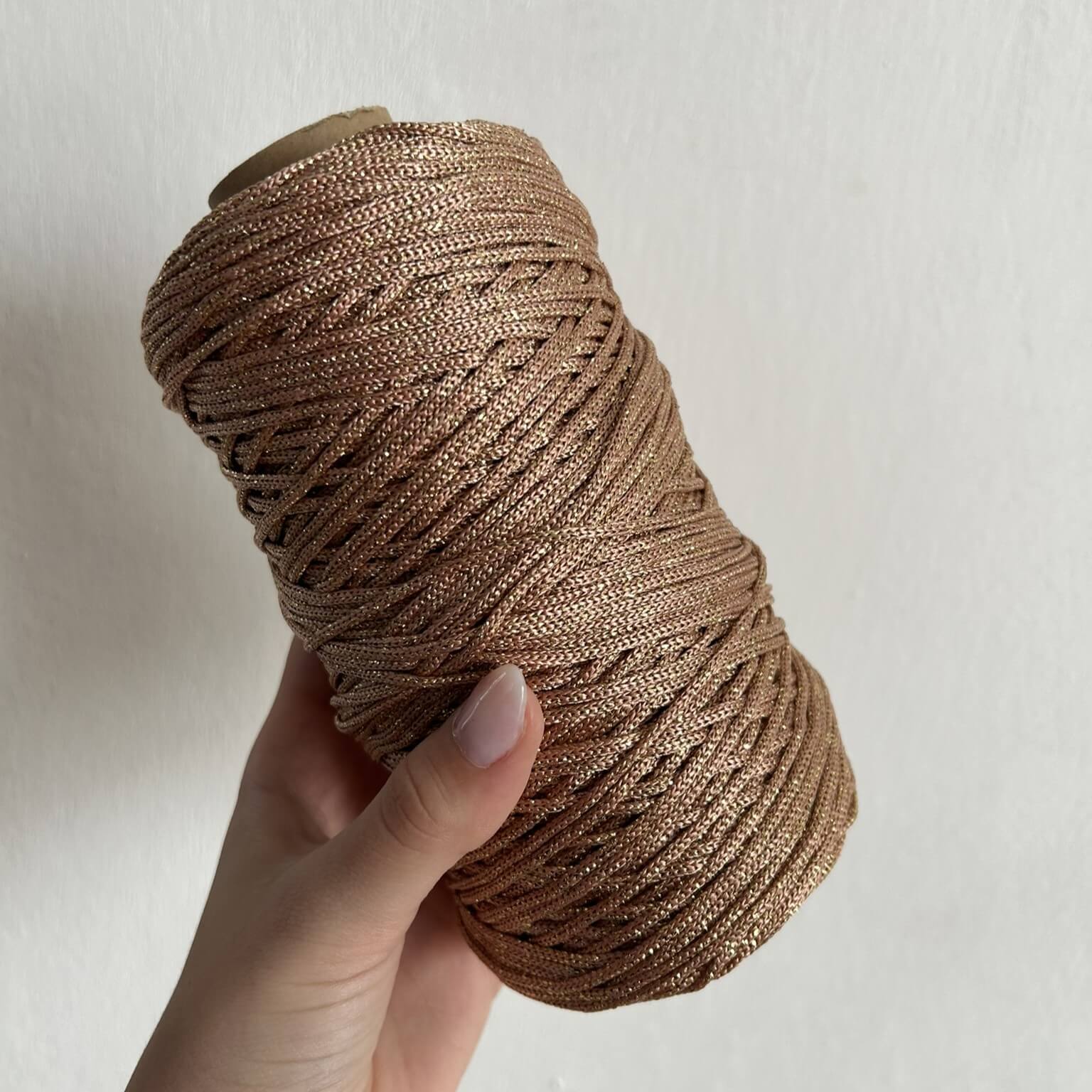 Cordino lurex salmone per borse all’uncinetto – filato tubolare Made in Italy