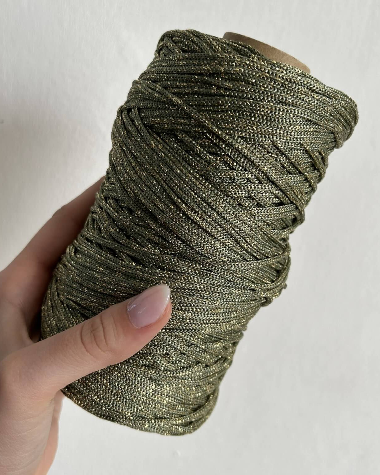 Cordino lurex verde salvia per borse all’uncinetto – filato tubolare Made in Italy