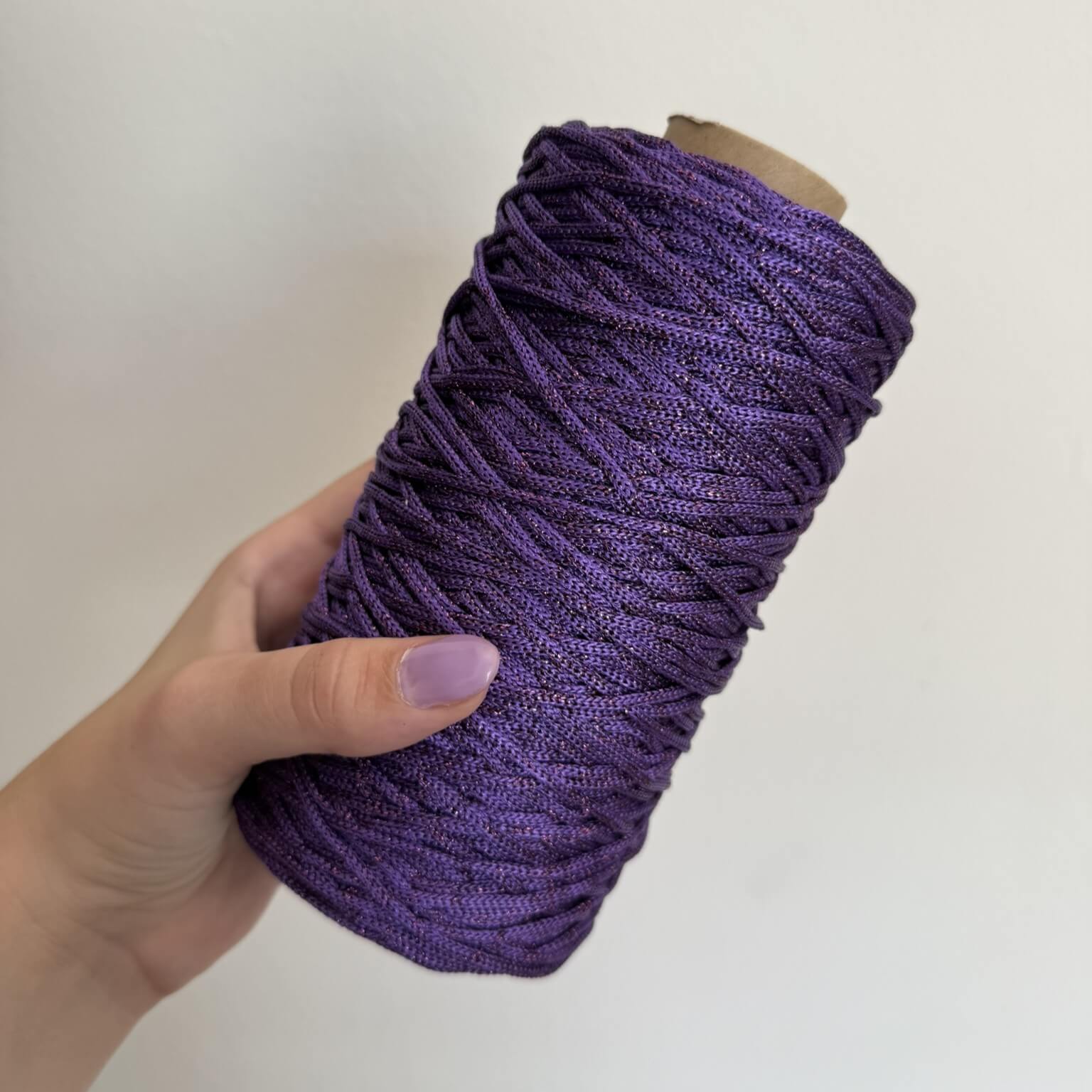 Cordino lurex viola per borse all’uncinetto – filato tubolare Made in Italy
