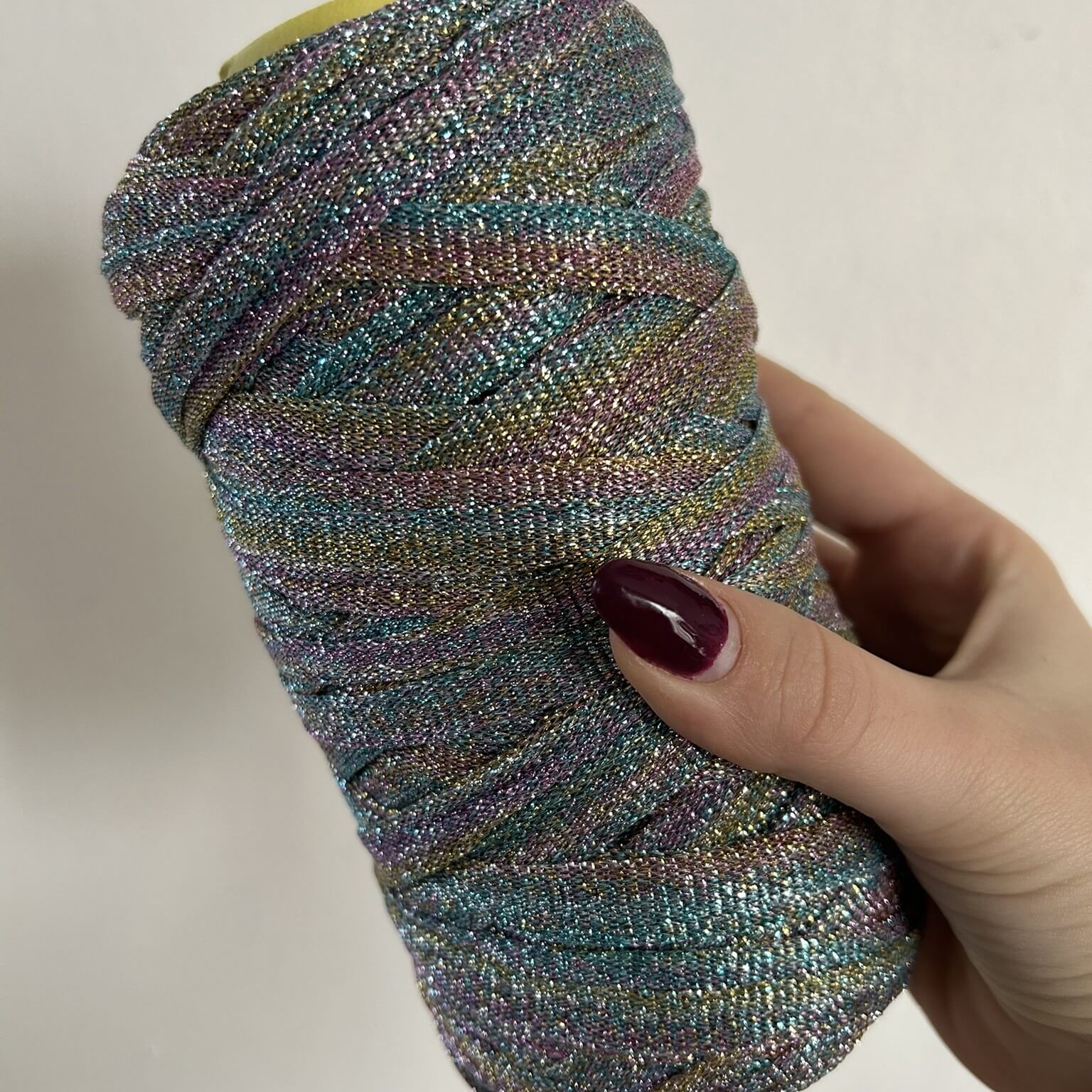 Fettuccia lurex in tulle brillante per borse all’uncinetto -filato tubolare Made in Italy