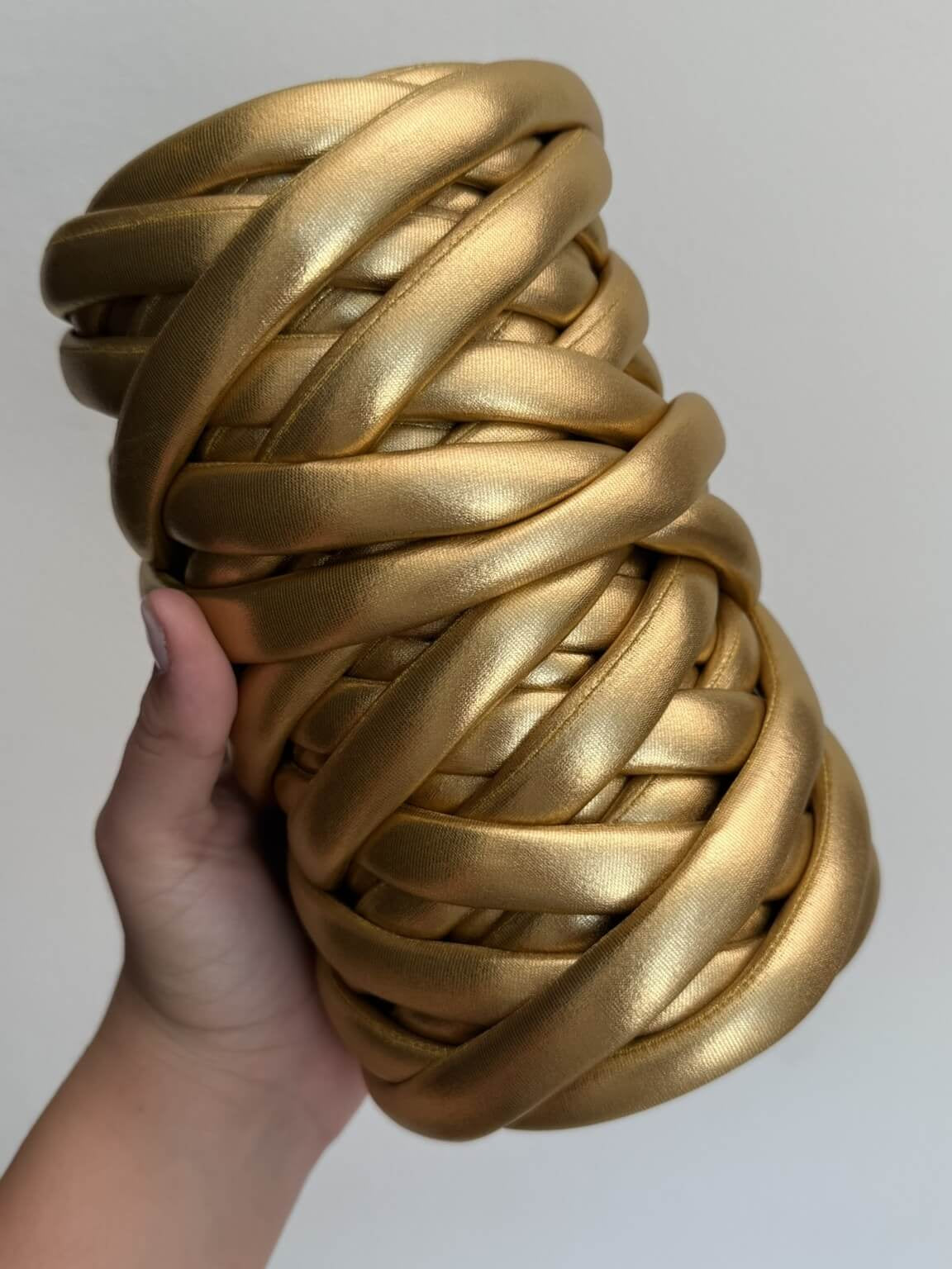 Marshmallow lucido 300g oro per borse all'uncinetto brillanti – filato voluminoso handmade