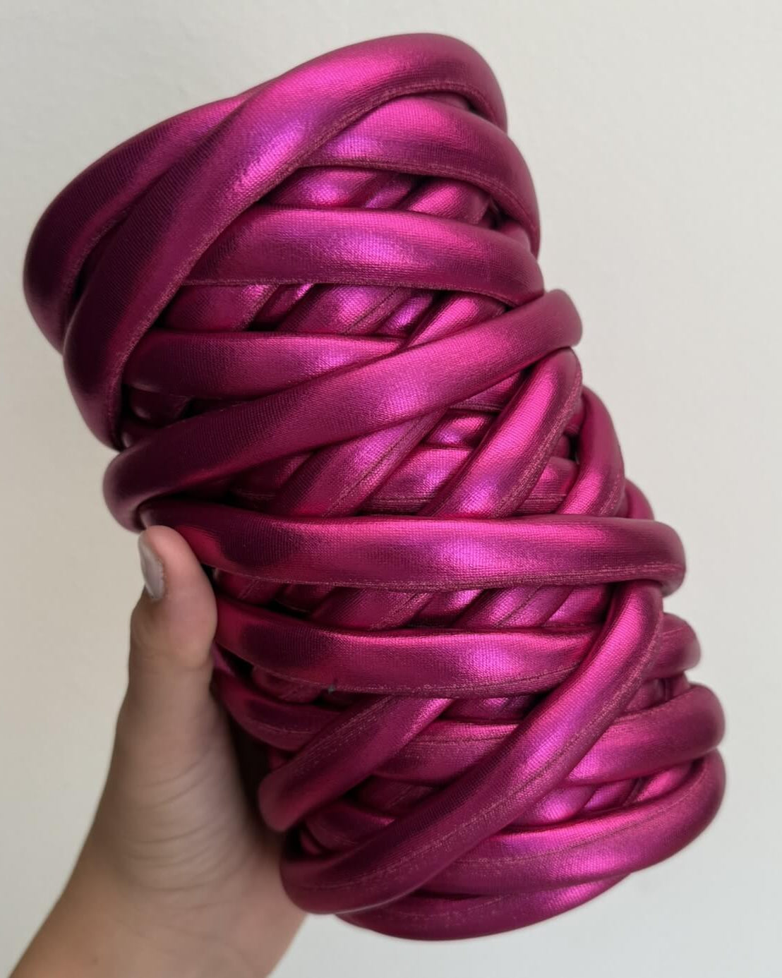 Marshmallow lucido fucsia 300g per borse all'uncinetto – filato brillante colorato handmade