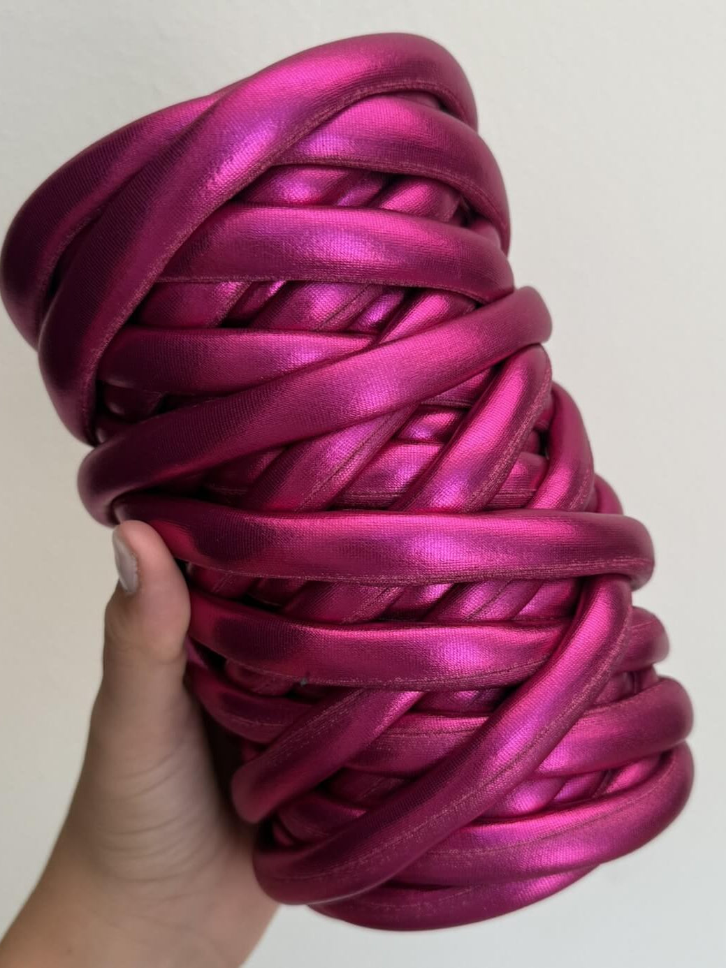 Marshmallow lucido fucsia 300g per borse all'uncinetto – filato brillante colorato handmade