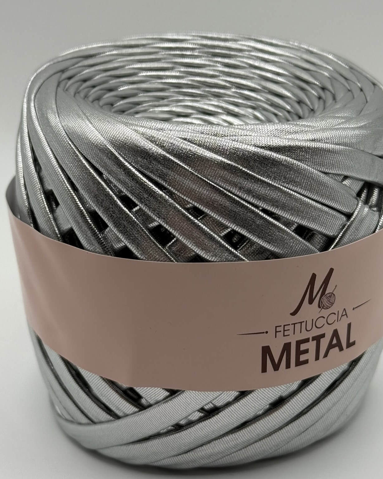 Fettuccia Metal 200g argento per borse all'uncinetto – filato metallizzato brillante