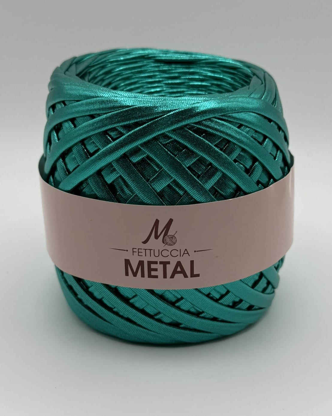 Fettuccia Metal 200g turchese per borse all'uncinetto – filato metallizzato lucente