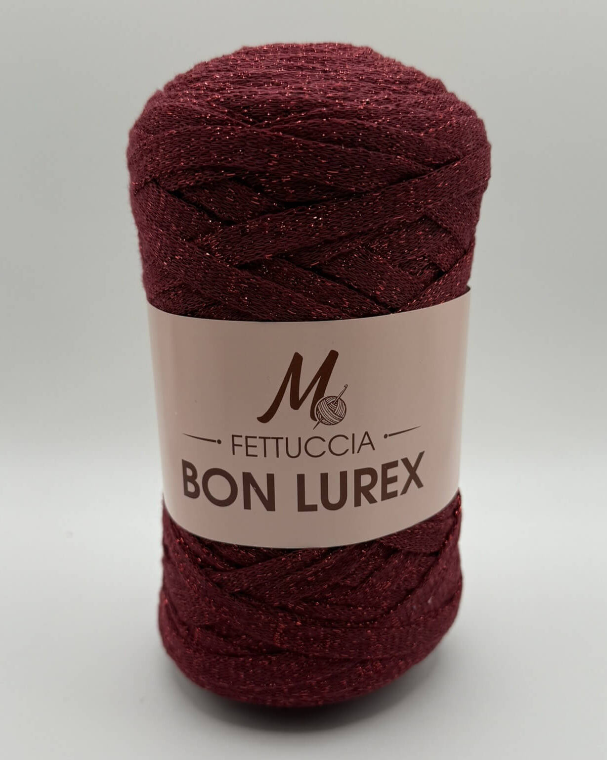 Fettuccia Bon Lurex 250g bordeaux brillante per borse all'uncinetto – filato lurex morbido
