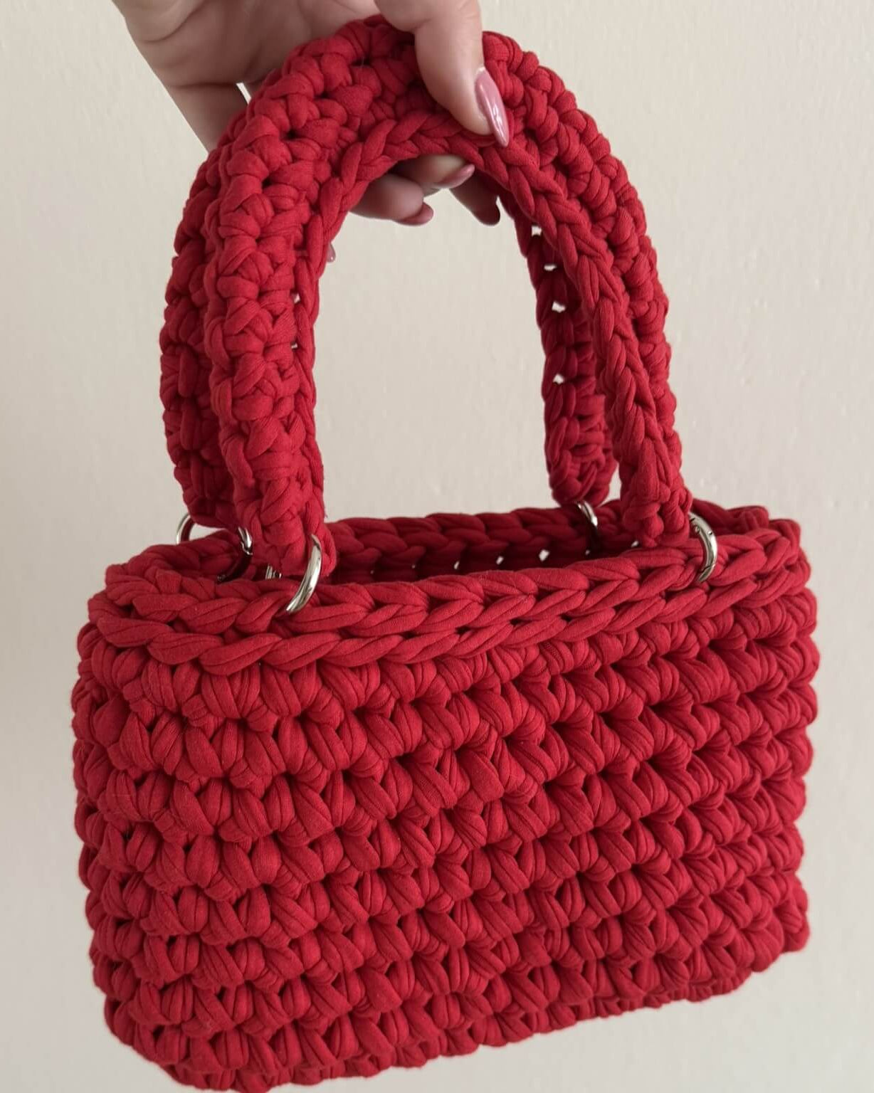 Kit borsa Mia all'uncinetto con Fettuccia Prime e anello moschettone – borsa a mano handmade