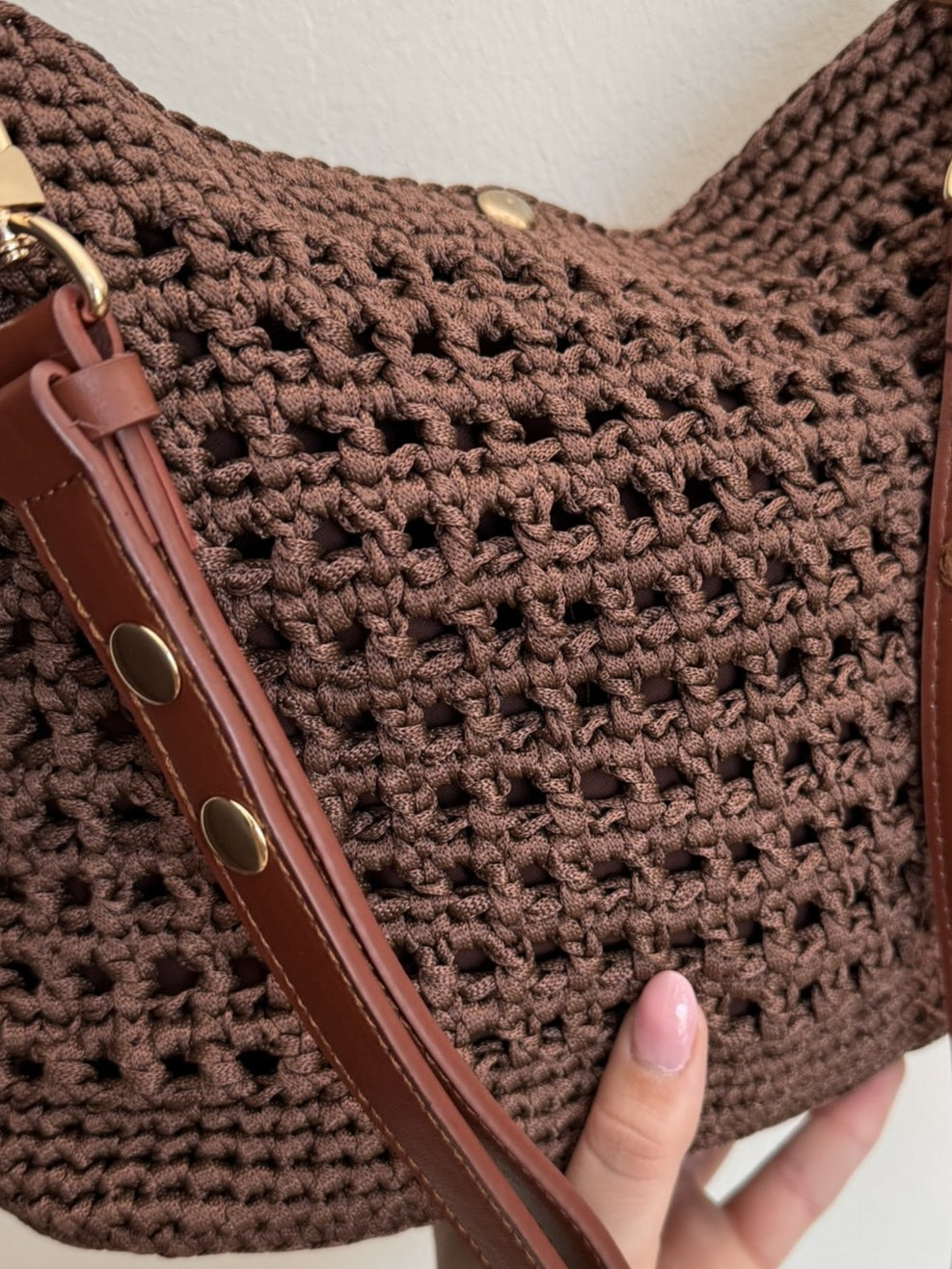 Tracolla allungabile ecopelle nera per borse all'uncinetto – tracolla regolabile handmade