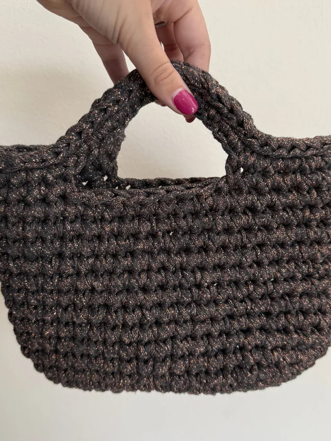 Tutorial borsa Perla all'uncinetto gratuito – mini bag gioiello con cordino lurex handmade
