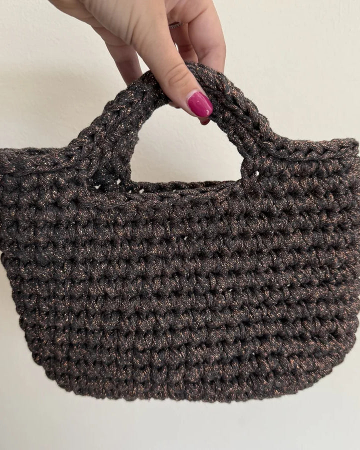 Tutorial borsa Perla all'uncinetto gratuito – mini bag gioiello con cordino lurex handmade