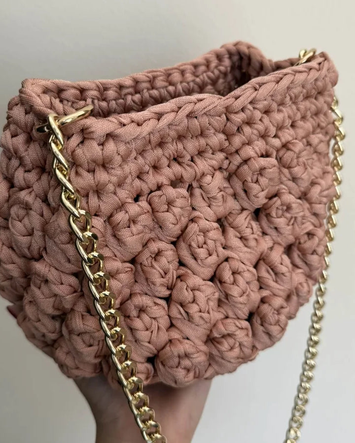 Kit borsa Jasmine all'uncinetto con fettuccia cordino – borsa a spalla handmade