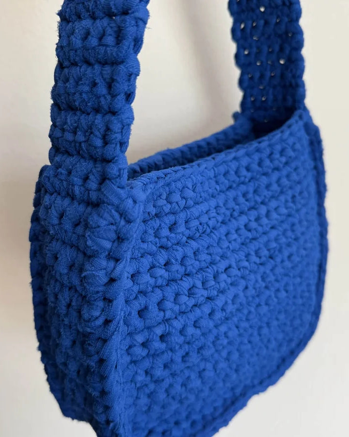 Kit borsa Vivienne all'uncinetto con fettuccia pizza velluto – borsa invernale handmade