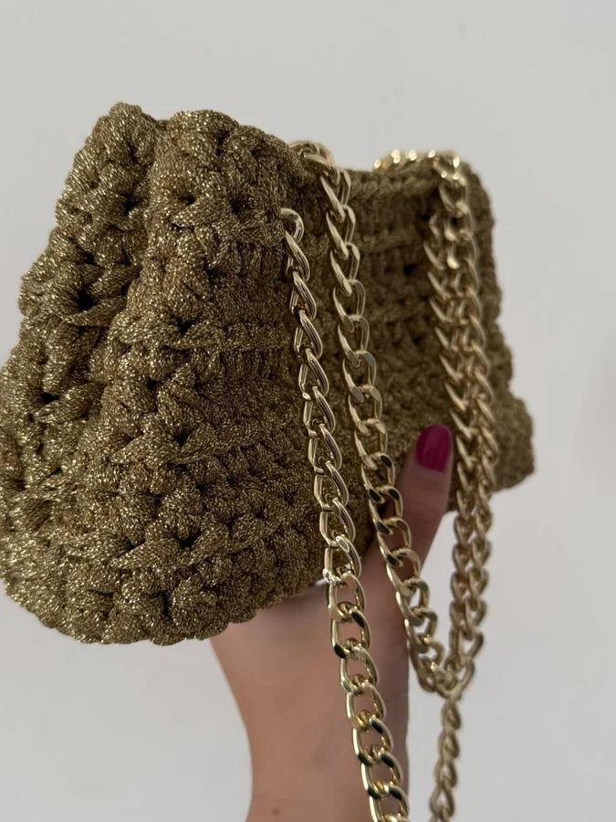 Tutorial borsa Fiona all'uncinetto gratuito – borsa cerimonia con fettuccia lurex