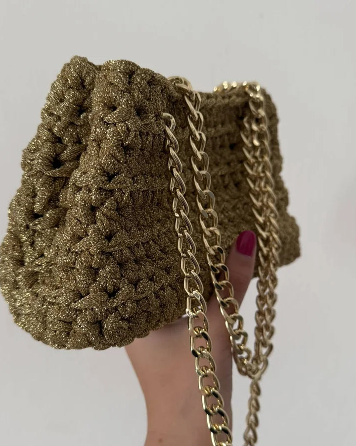 Tutorial borsa Fiona all'uncinetto gratuito – borsa cerimonia con fettuccia lurex