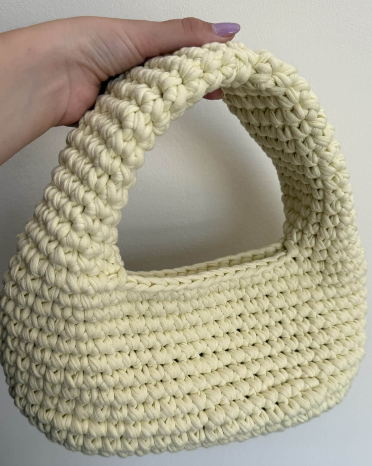Kit borsa Carla all'uncinetto con fettuccia cotone – borsa a spalla ecosostenibile handmade