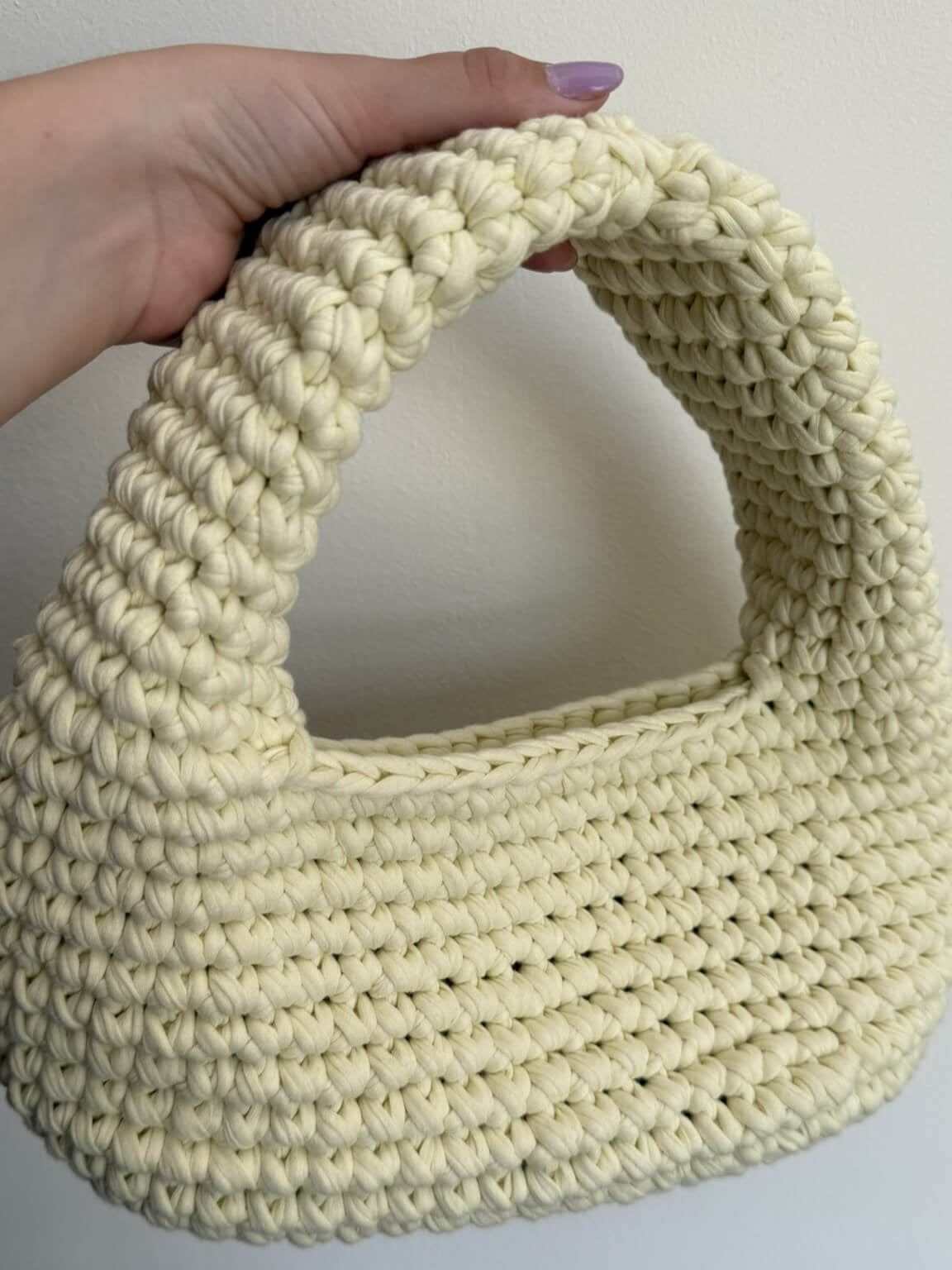 Kit borsa Carla all'uncinetto con fettuccia cotone – borsa a spalla ecosostenibile handmade