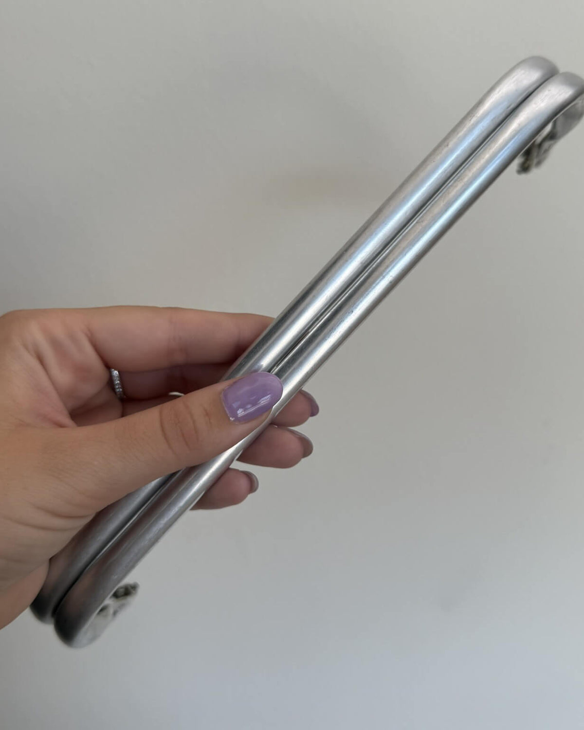 Chiusura molla 26cm argento per borsa uncinetto grande – meccanismo sicuro e robusto