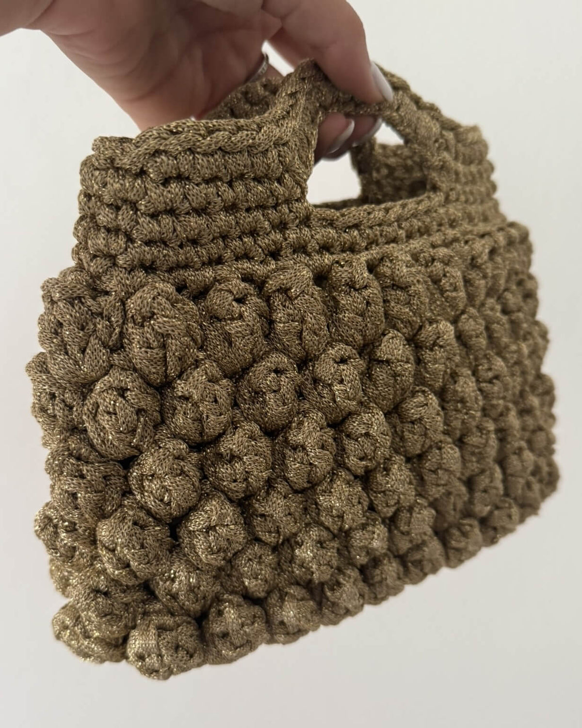 Kit borsa Nocciolina all'uncinetto con pandorino lurex oro – borsa gioiello handmade