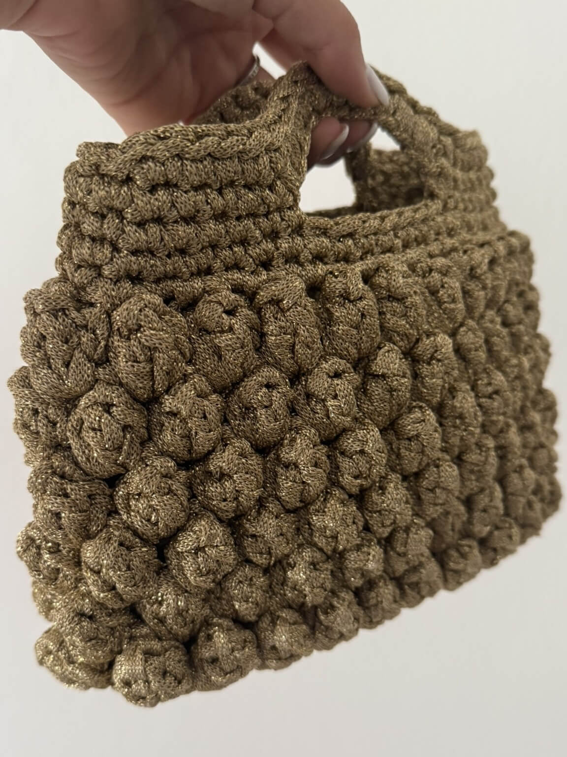 Kit borsa Nocciolina all'uncinetto con pandorino lurex oro – borsa gioiello handmade
