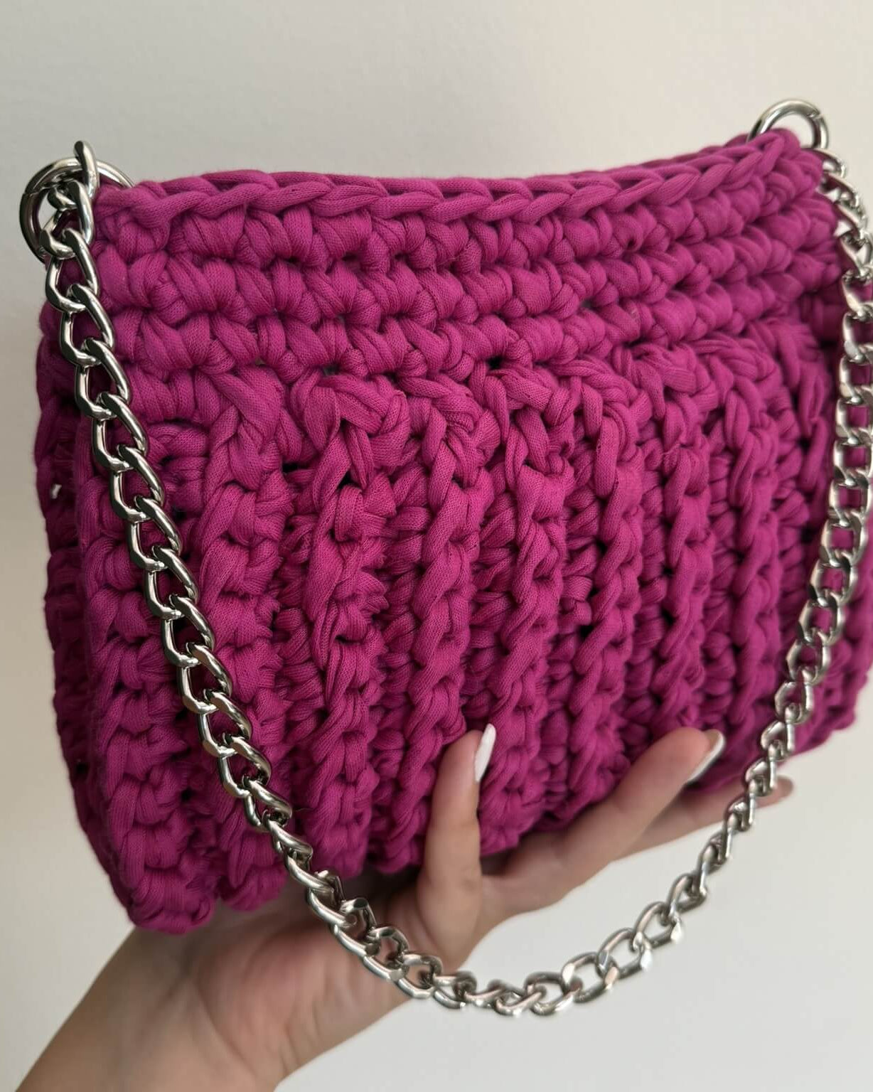 Kit borsa Serafina all'uncinetto con fettuccia cotone – borsa a spalla handmade