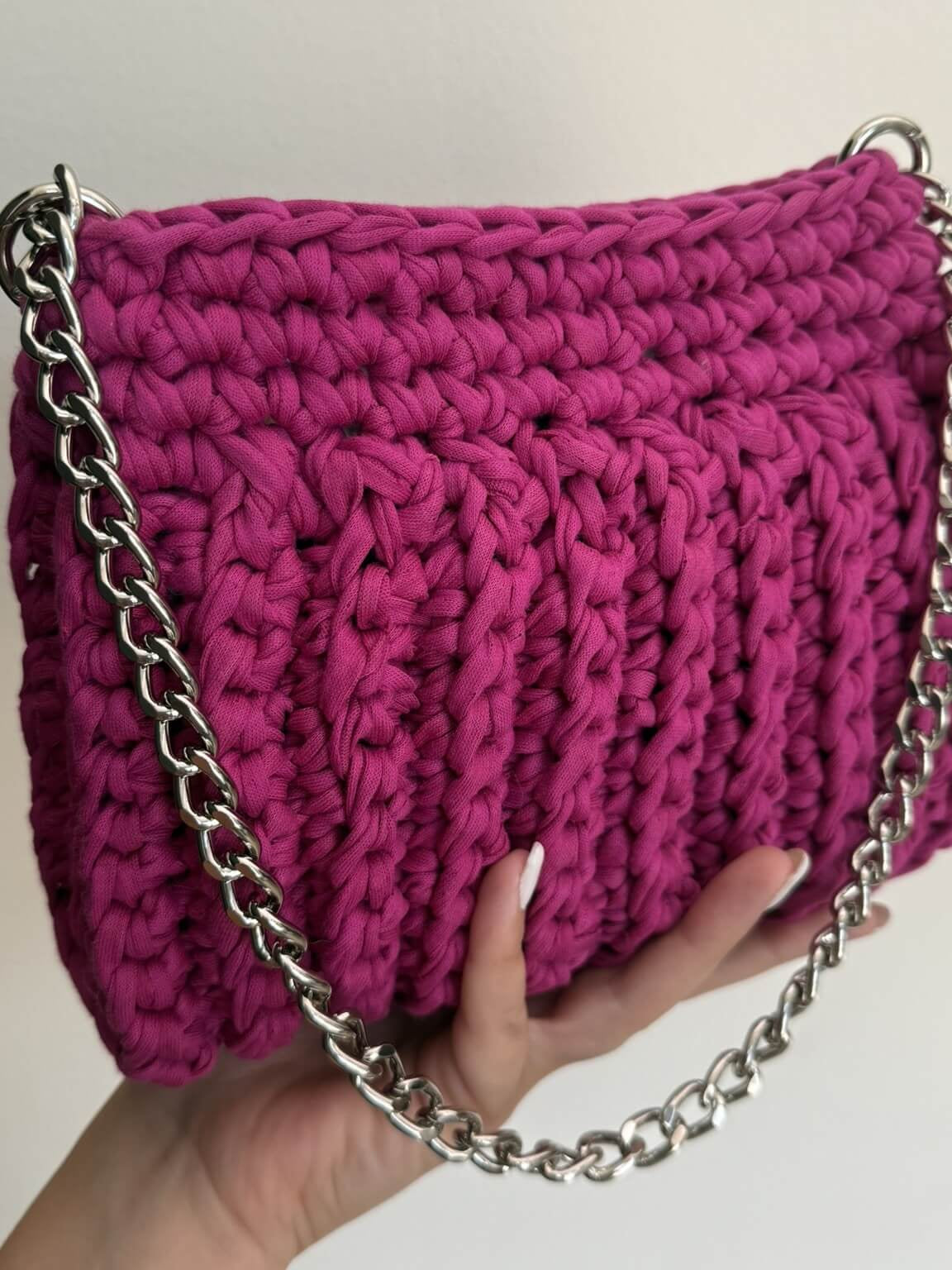 Kit borsa Serafina all'uncinetto con fettuccia cotone – borsa a spalla handmade