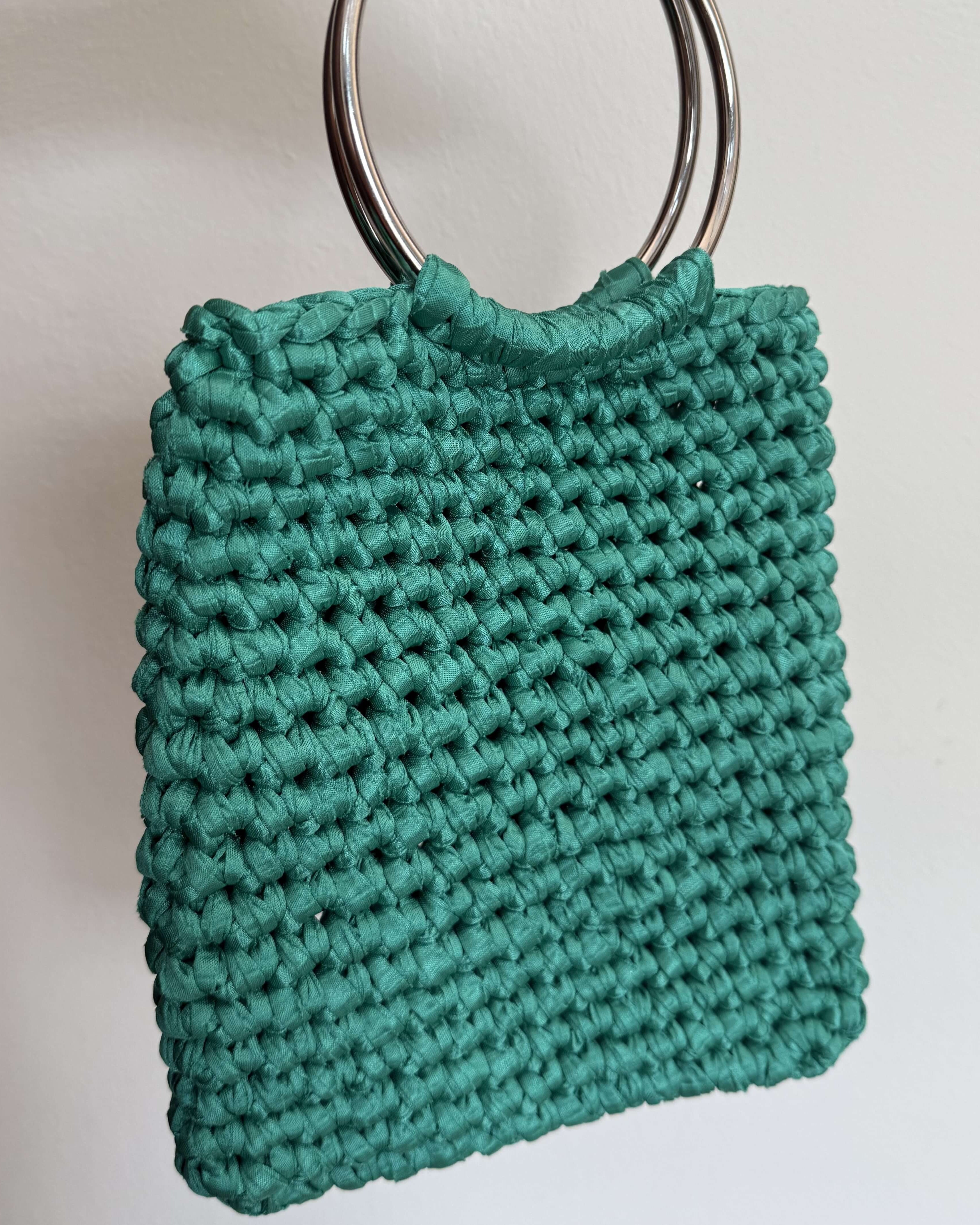Kit borsa India all'uncinetto con fettuccia pizza lycra – borsa per principianti handmade