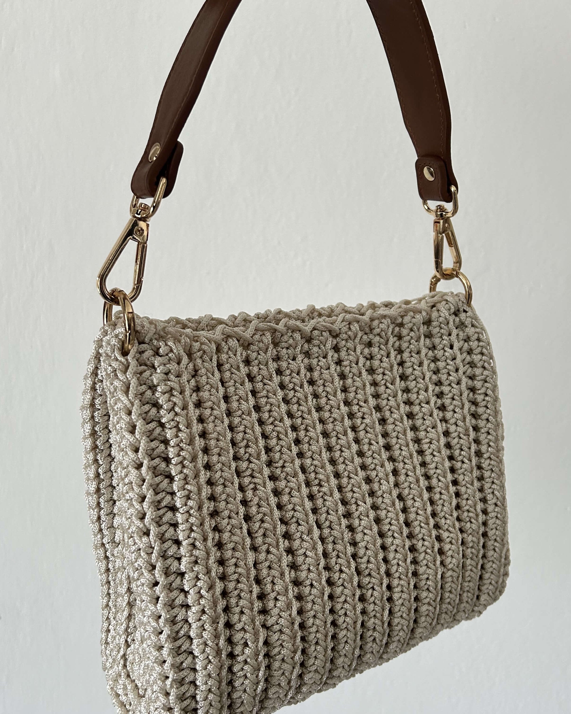 Kit borsa Cinzia all'uncinetto con cordino classico – borsa a spalla elegante completa