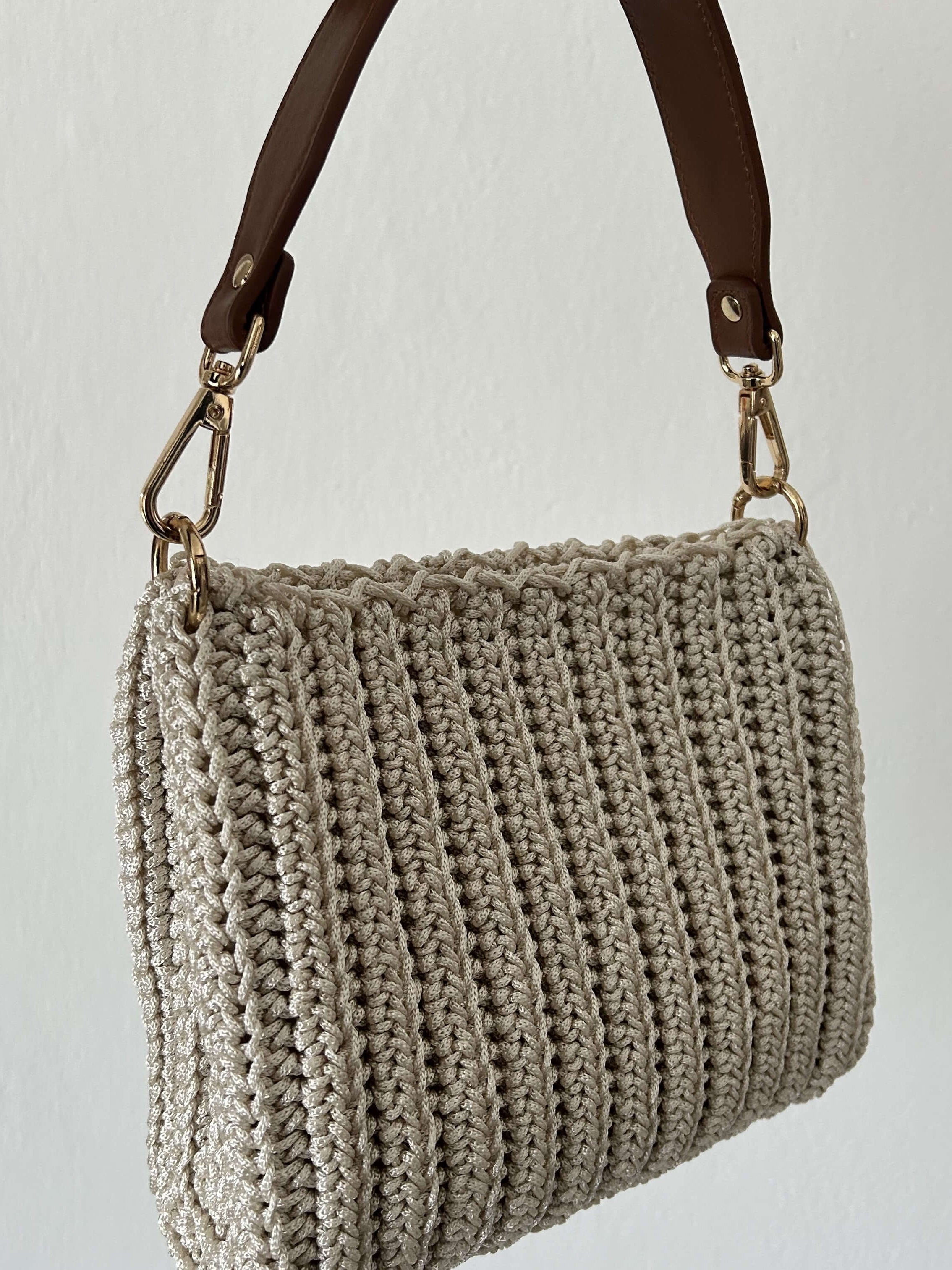 Kit borsa Cinzia all'uncinetto con cordino classico – borsa a spalla elegante completa