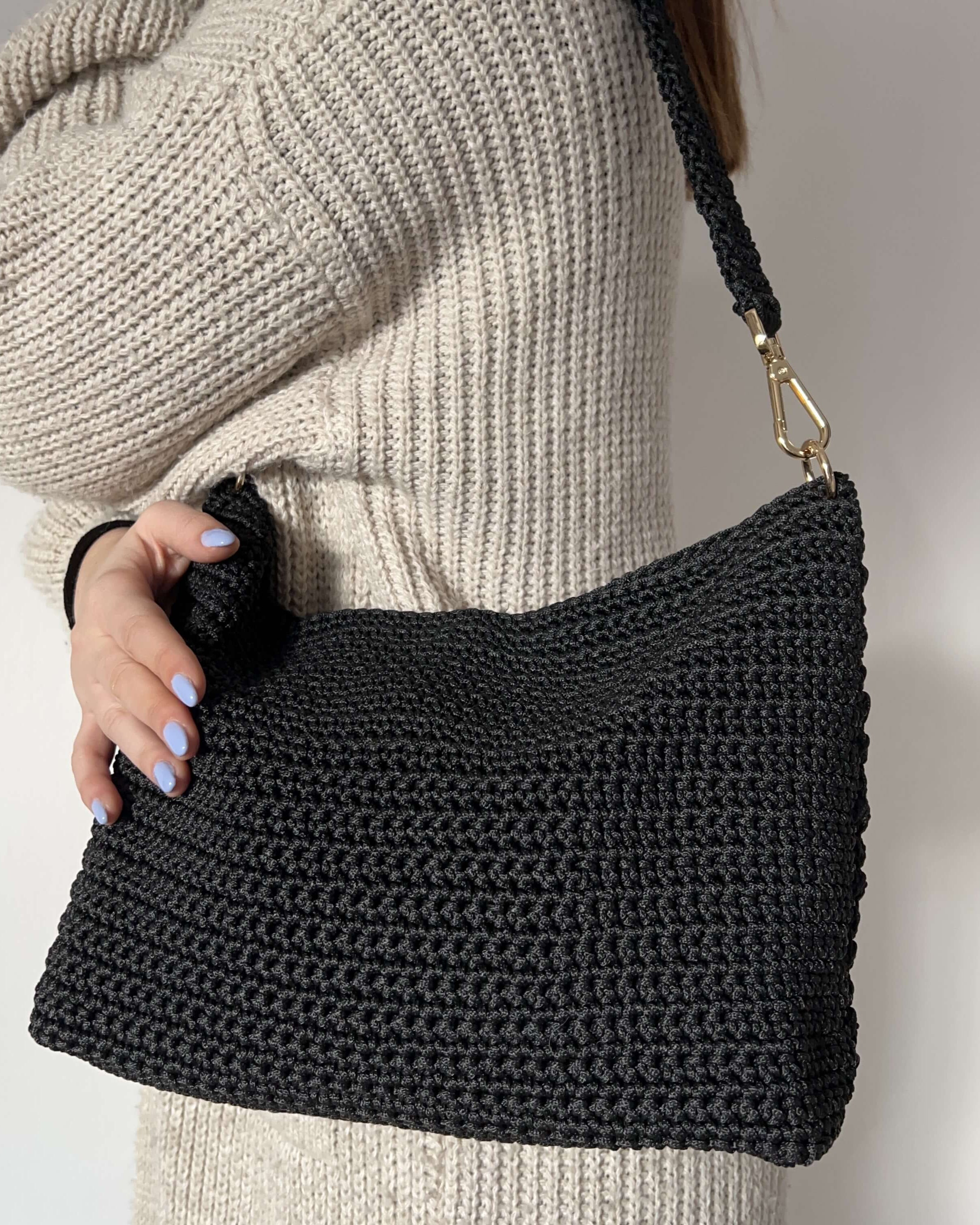 Kit borsa Flaminia all'uncinetto con cordino classico – borsa a tracolla elegante completa